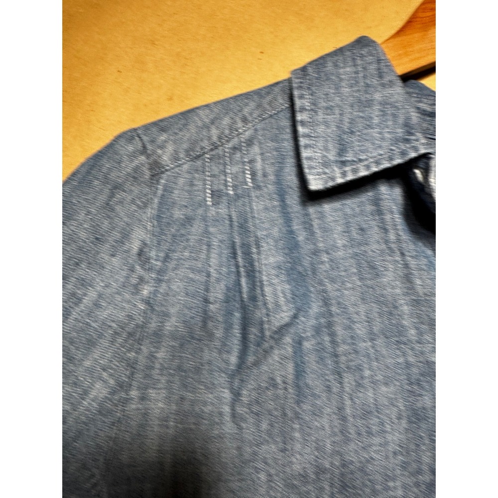 Faherty Indigo Blue Tencel Linen Blend Button Front Shift Dress Small - Picture 3 of 12